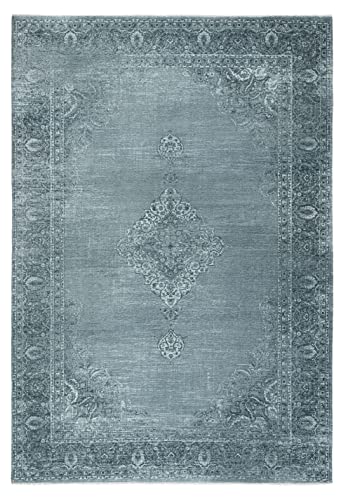 TESSO LIVING Kelim Vintage Teppich Laufer Silber 155 X 225 cm, Waschbar Boho Teppich Super Soft, Moderner Kurzflor Teppich von TESSO LIVING