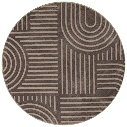 Kurzflor Teppich, Rund, Wohnzimmer, Boho Geometrisch - Grau - Ø120 cm (rund) - Moderner Superweicher Teppich von TESSO LIVING