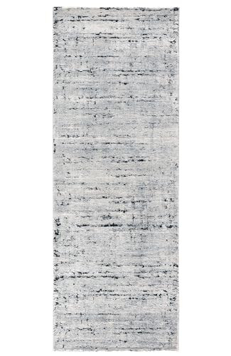 Kurzflor Teppich Laufer Wohnzimmer Dunkelgrau 80 x 300 cm, Moderner Kurzflor Teppich, Super Soft von TESSO LIVING