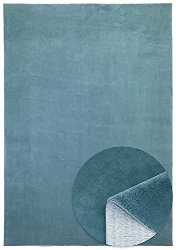Relax Flauschiger Teppich - Superweich - Modern Einfarbig - rutschfest - Waschbar bis 30° Grad - Felloptik - Wohnzimmer Schlafzimmer Kinderzimmer - Blau - 160cm x 230cm Relax Flauschiger Teppich - Superweich - Modern Einfarbig - rutschfest - Waschbar bis 30° Grad - Felloptik - Wohnzimmer Schlafzimmer Kinderzimmer - Blau - 160cm x 230cm von TESSO LIVING