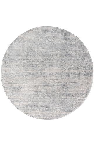 Kurzflor Teppich Wohnzimmer Silber Rund 120 cm, Moderner Kurzflor Teppich, Super Soft, von TESSO LIVING