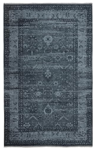 TESSO LIVING Moderner Vintage Boho Teppich - Holzkohle 195 x 280 cm - Maschinenwaschbar und rutschfest Kurzflor Teppich - bringt Wärme in Wohnzimmer und Schlafzimmer von TESSO LIVING