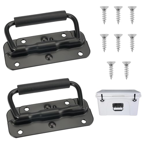 2 Stück Klappgriff, Gefedert Kistengriff Griff Tragegriff für Kisten Edelstahl Hardware Boxen Mit Isolierter Gummigriffabdeckung für Toolbox Tür, 100mm von TESSTSY