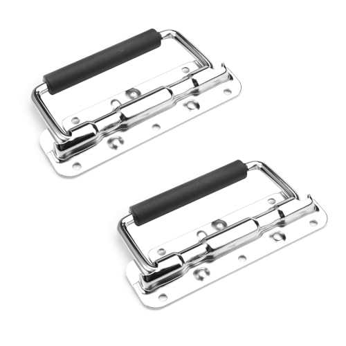 2 Stück Klappgriff, 140mm Gefedert Kistengriff Klappgriff Griff Tragegriff Klappgriffe für Kisten Kistengriff Klappgriff Edelstahl Hardware Boxen mit Isolierter Gummigriffabdeckung für Toolbox Tür von TESSTSY