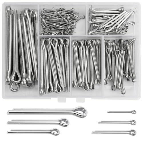 230 Stück Splinte, 6 Verschiedene Größen Von Sicherungssplint Set M1 M2 M2,5 M3 M4 M5, Splinte Sortiment Edelstahl mit Klarsicht-Kunststoff-Etui für Auto, Marine, Maschinen, Motoren, Fahrräder von TESSTSY
