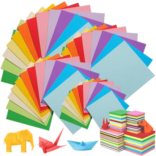 Origami-Papier, 10 Farben, buntes Bastelpapier, 20 x 20 cm, 15 x 15 cm, 10 x 10 cm und 7 x 7 cm, doppelseitiges quadratisches Faltpapier, Farbkarte für Bastelprojekte, Origami-Kraniche und Origami-Papier, 10 Farben, buntes Bastelpapier, 20 x 20 cm, 15 x 15 cm, 10 x 10 cm und 7 x 7 cm, doppelseitiges quadratisches Faltpapier, Farbkarte für Bastelprojekte, Origami-Kraniche und von TESSTSY