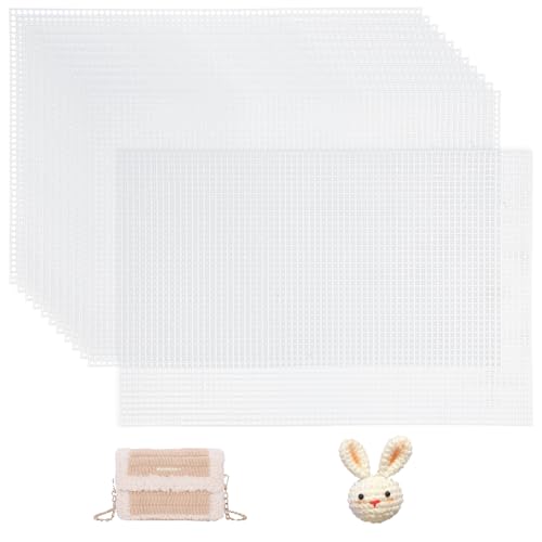 Plastic Canvas Sheets,12 Stück Plastic Canvas Mesh Tasche,Kunststoff Kreuzstich Meshstoff,Kunststoff Leinwand,Plastic Mesh Canvas Sheets,für DIY Bastel/Nähprojekte/Handgemachte Bag (Weiß, 20 * 30cm) von TESSTSY