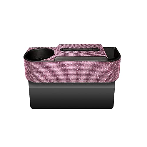 W 1 stücke Auto Tissue Aufbewahrungsbox Mit Getränkehalter Multifunktions Strass Tissue Aufbewahrungsbox Universal Auto Organizer Zubehör Y (Color : Pink Diamond) von TESTUN
