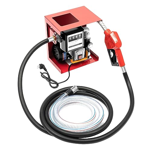 TESUGN 550W 60L/min Selbstansaugende Dieselpume Mobile Tankstellen, Elektrische Dieselpumpe Heizölpumpe Selbstansaugend Komplett Set Mit Automatik-Zapfpistole, 4m Schlauch, Zählwerk von TESUGN