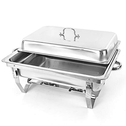 TESUGN Chafing Dish Profi Set, 9L Edelstahl Warmhaltebehälter, Speisewärmer, Edelstahl Buffet-Set für Catering Buffet und Party von TESUGN