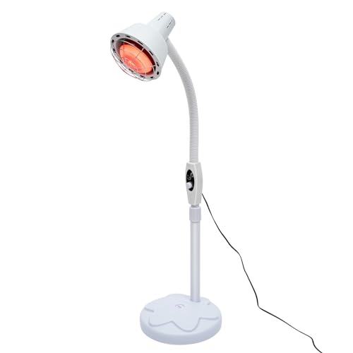 TESUGN Infrarotlampe Wärmelampe 275 W, Rotlichtlampe Infrarotstrahler Infrarotlichttherapie Speziallampen, 360 ° Drehbar Infrarot Stehlampe Wärmestrahler, für Verbesserung der Durchblutung von TESUGN