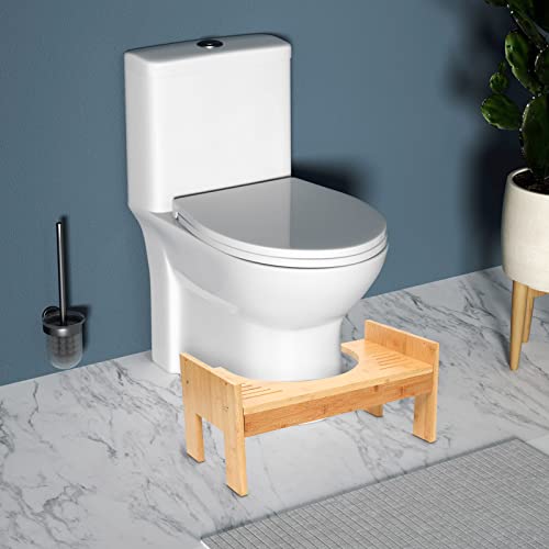 Toilettenhocker Erwachsene, Toilettenhocker Holz - Klohocker Toiletten Hocker, Toilettenhilfe Fußstütze mit Einstellbarer Höhe 7-9 Zoll, Hilft schnell gegen Hämorrhoiden, Blähungen und Verstopfung von TESUGN