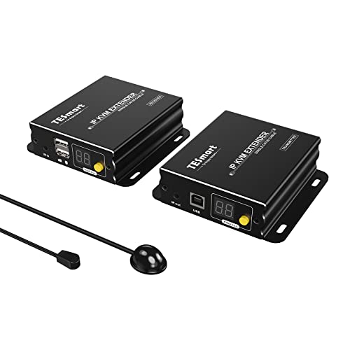 TESmart HDMI KVM Extender, Cat5e/6 Kabel bis zu 120m Full HD 1080P(TX+RX) Extender, Punkt/Multipunkt zu Punkt/Multipunkt, Fernsteuerung über Maus & Tastatur, IR Pass Through (Sender und Empfänger) von TESmart