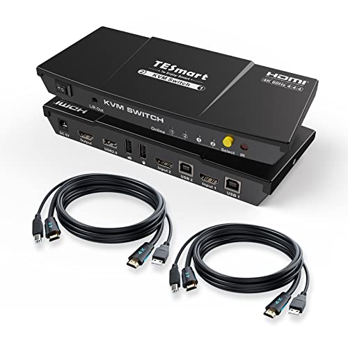 TESmart HDMI KVM Switch, 2 PC 1 Monitore Switch 4K 60Hz mit Kabel×2, EDID Emulator, Audio Extractor, USB 2.0 für Tastatur Maus Scanner Drucker, 2 in 1 Out KVM Umschalter, Hotkey und Button Switcher TESmart HDMI KVM Switch, 2 PC 1 Monitore Switch 4K 60Hz mit Kabel×2, EDID Emulator, Audio Extractor, USB 2.0 für Tastatur Maus Scanner Drucker, 2 in 1 Out KVM Umschalter, Hotkey und Button Switcher von TESmart
