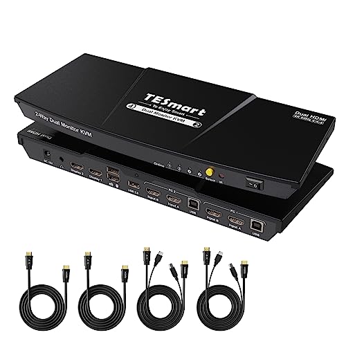 TESmart HDMI KVM Switch 2 PC 2 Monitore, 4K@60Hz KVM-Switches mit EDID Emulator, Hotkey switching, Audio Extractor, und USB 2.0 für Tastatur Maus Scanner Drucke, mit Kabel×4 TESmart HDMI KVM Switch 2 PC 2 Monitore, 4K@60Hz KVM-Switches mit EDID Emulator, Hotkey switching, Audio Extractor, und USB 2.0 für Tastatur Maus Scanner Drucke, mit Kabel×4 von TESmart