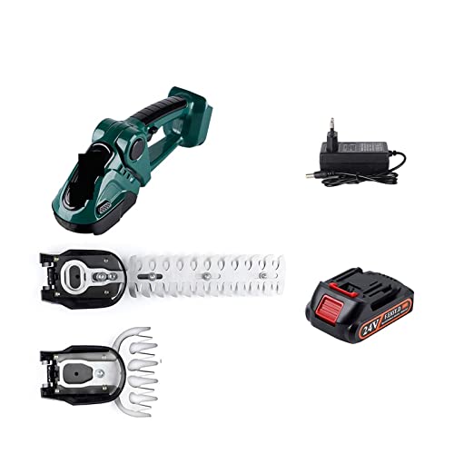 2 In 1 Elektrische Heckenschere Schnurlose Tragbare High Power Haushalts Rasenmäher Wiederaufladbare Pruner Jäten Garten Werkzeuge für Garten, Rasen(Green-1 Battery) von TETEOM