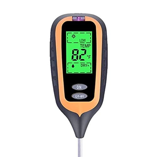 4 in 1 boden pH-meter boden temperatur solarfeuchtigkeit pH-meter tester for garten pflanzen blumen lcd-display(Square) von TETEOM