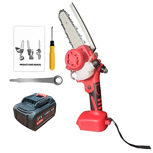 Akku Kettensäge 6-Zoll-Brushless-Elektrosäge mit Öler, kabellose, tragbare Baumsäge for Akku-Mini-Kettensäge, Garten-Elektrowerkzeuge(6 Inch 1 battery) von TETEOM