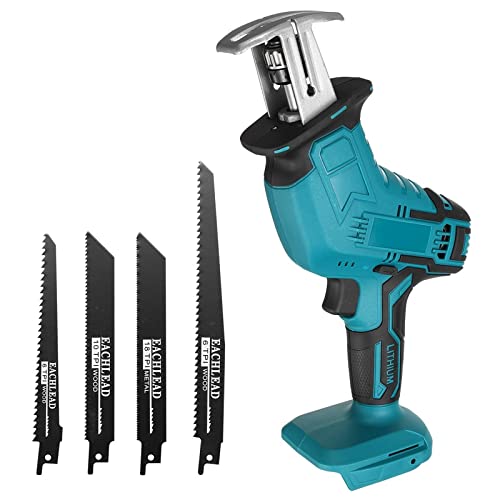 Akku Kettensäge Akku-Säbelsäge 88VF 4-Blatt-wiederaufladbare elektrische Säge Metallschneide-Holzbearbeitungswerkzeug-Kit mit Li-Ionen-Akku(18V NO Battery Blue) von TETEOM