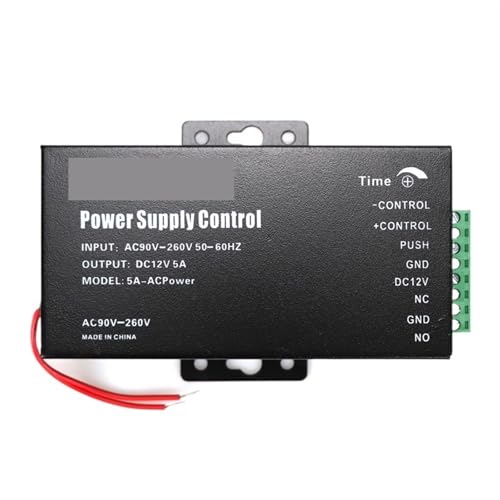 Elektromagnetisches Schloss DC 12V Tür Access Control System Schalter Netzteil 3A 5A for RFID Fingerprint Access Control Maschine Gerät(12V5A Black Power) von TETEOM