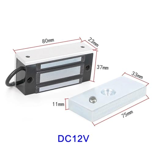 Elektromagnetisches Schloss DC12V 24V Einzeltür Elektromagnetisches Magnetschloss 60Kg/100Lbs Haltekraft for rahmenlose Glastür(12V) von TETEOM