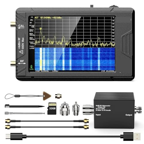 Spectrum Analyzer Ultra-Analysator, 4,0 Zoll, 100 kHz bis 5,3 GHz, winziger Frequenzanalysator, 2-in-1-Signalgenerator, MF/HF/VHF-UHF-Eingang Spectrum Analyzer Ultra-Analysator, 4,0 Zoll, 100 kHz bis 5,3 GHz, winziger Frequenzanalysator, 2-in-1-Signalgenerator, MF/HF/VHF-UHF-Eingang von TETEOM