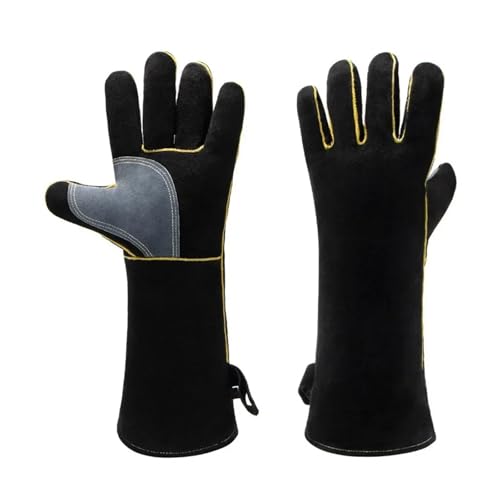 TETEOM 1 paar Rindsleder Schweißen Wärmedämmung Handschuhe Grill Handschuhe Rindsleder Isolierung Schweißer Schutz Handschuhe Schweißen Handschuhe,Schweißerschutzausrüstung(14inch) von TETEOM