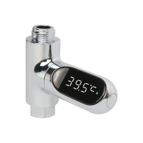 Wasserzähler LED-Anzeige, Wasser-Duschthermometer, 5 °C–85 °C, Selbsterzeugter Strom, Wassertemperaturüberwachung, Smart-Meter-Thermometer von TETEOM