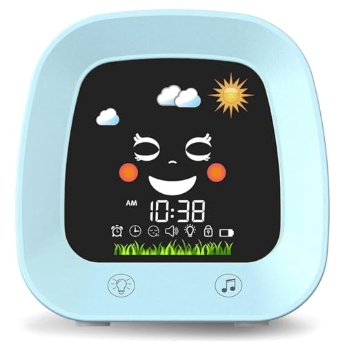 Wetterstation mit außensensor, Kinderwecker for Kinder, Schlaftrainer-Uhr for Kinder mit 4-Farben-Nachtlicht for Kleinkinder, Schlafgeräuschmaschine, Blau Wetterstation mit außensensor, Kinderwecker for Kinder, Schlaftrainer-Uhr for Kinder mit 4-Farben-Nachtlicht for Kleinkinder, Schlafgeräuschmaschine, Blau von TETEOM