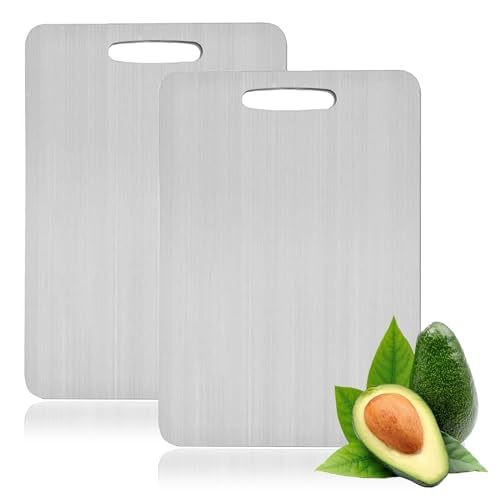 Titan Schneidebrett Set - 100% Titanium Cutting Board, 2 Stück (30 x 20 cm) von TETGSET