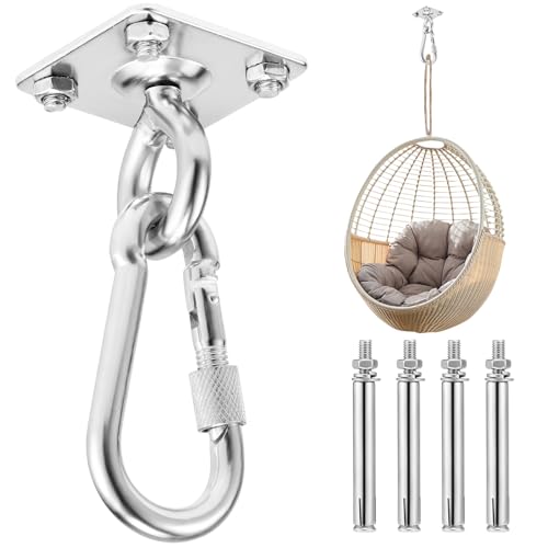 TETHLVS Deckenhaken Edelstahl V2A, 360° drehbar, Boxsack Halterung bis 200kg, für Hängesessel, Schaukel, Aerial Yoga Hängematte & Boxsack, einfache Montage, modernes Design von TETHLVS