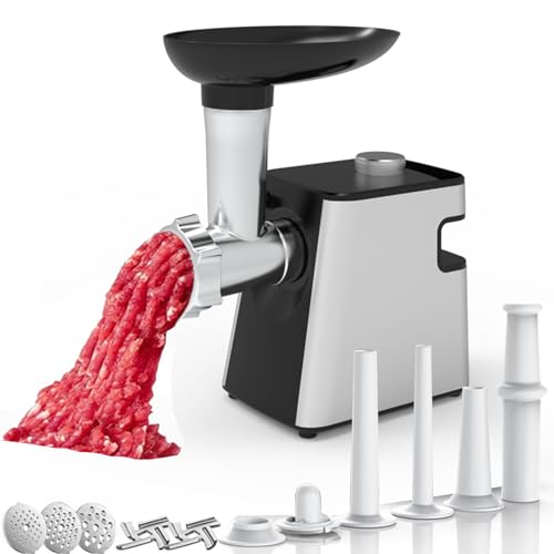 Elektrischer Fleischwolf, Gemüseschneider Elektrisch, Mincing Meat, Wurstherstellung, Gemüse in Scheiben Schneiden oder Raspeln, 3 Klingen Aus Rostfreiem Stahl(3, 5, 7 mm) Europäischer 220V-Stecker von TETK
