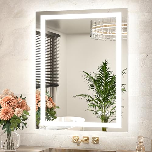 TETOTE Badspiegel mit Beleuchtung 60x80cm, Badezimmerspiegel Beleuchtet Beschlagfrei Badezimmer Wandspiegel Ohne Rahmen Bad Spiegel mit Led Touch-Schalter, 3 Lichtfarben Dimmbar Speicherfunktion von TETOTE