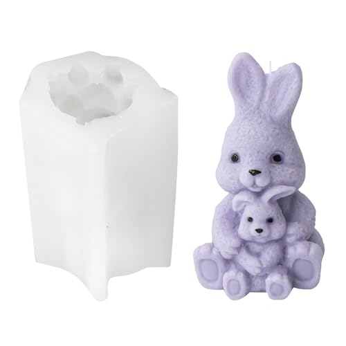 3D Osterhase Silikonform Kerzenhalter Ostern Kaninchen Silikonformen Gießformen Kerzenform Hase Kerzen Form Gießform DIY Silikon Kerze Seifenform für Kerzenherstellung Ostern Deko Geschenke von TETSMG