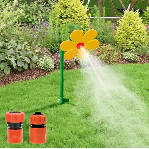 Blume Rasensprenger, Wasserspielzeug Kinder Outdoor Wassersprinkler, Automatische 360 Grad Rasensprenger Große Flächen, Crazy Daisy Sprinkler, Spaß Bewässerungssystem Garten Rasen (Gelb) von TETSMG