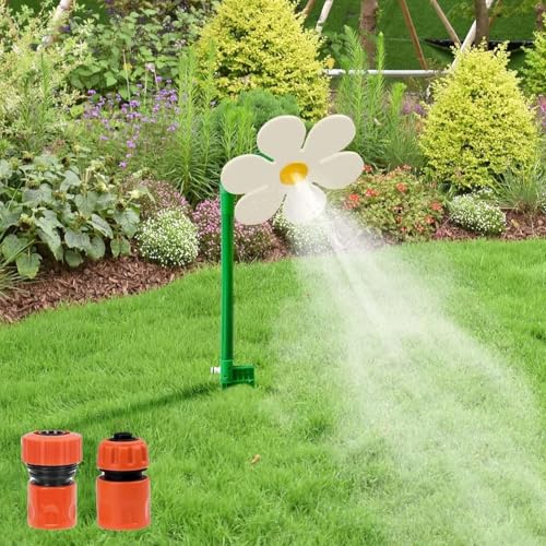 Blume Rasensprenger, Wasserspielzeug Kinder Outdoor Wassersprinkler, Automatische 360 Grad Rasensprenger Große Flächen, Crazy Daisy Sprinkler, Spaß Bewässerungssystem Garten Rasen (Weiß) von TETSMG
