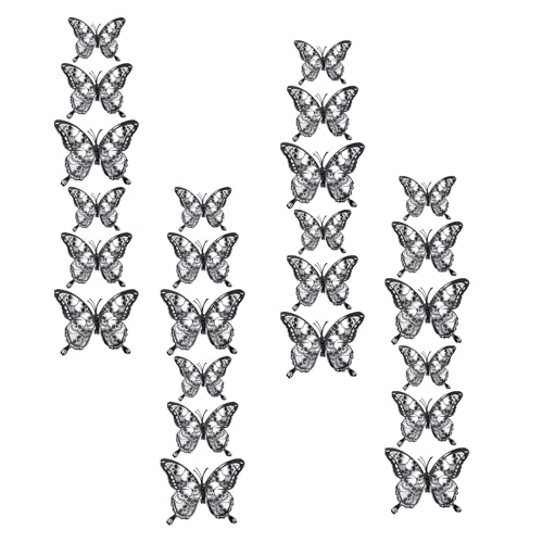 Halloween Sticker Set, 24 Stück 3D Schmetterlinge Aufkleber mit Totenkopf, Halloween Fensterbilder Schmetterlinge Deko, Schwarz Abziehbilder Sticker für Fotoalbum Halloween Deko Fensterdeko Wanddekor von TETSMG