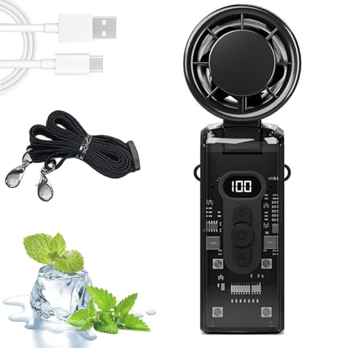 Handventilator mit Wasserkühlung, Faltbar Mini Ventilator mit Wasserkühlung, 100 Stufiger Turbo-Lüfter, LED-Beleuchtung, 3600mAh Akku Wiederaufladbarer Handventilator für Reisen Büro Zuhause (Schwarz) Handventilator mit Wasserkühlung, Faltbar Mini Ventilator mit Wasserkühlung, 100 Stufiger Turbo-Lüfter, LED-Beleuchtung, 3600mAh Akku Wiederaufladbarer Handventilator für Reisen Büro Zuhause (Schwarz) von TETSMG