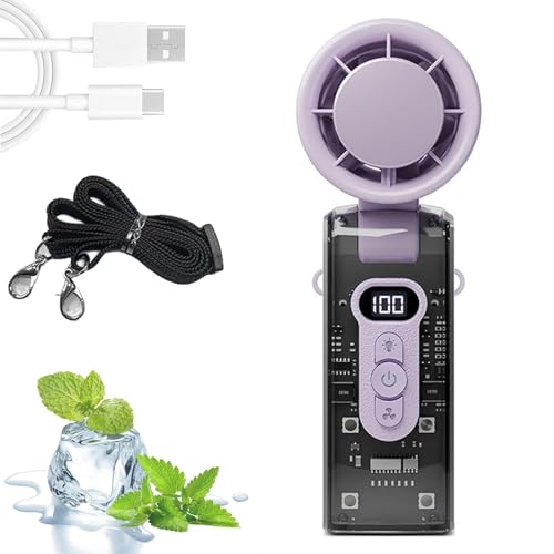 Handventilator mit Wasserkühlung, Faltbar Mini Ventilator mit Wasserkühlung, 100 Stufiger Turbo-Lüfter, LED-Beleuchtung, 3600mAh Akku Wiederaufladbarer Handventilator für Reisen Büro Zuhause (Lila) Handventilator mit Wasserkühlung, Faltbar Mini Ventilator mit Wasserkühlung, 100 Stufiger Turbo-Lüfter, LED-Beleuchtung, 3600mAh Akku Wiederaufladbarer Handventilator für Reisen Büro Zuhause (Lila) von TETSMG