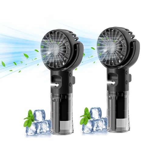 Handventilator mit Wasserkühlung, Tragbarer Handventilator USB Wiederaufladbarer, 4 Geschwindigkeiten, Mini Ventilator mit Wasserkühlung Hand, Ventilator Akku Hand Fan für Reisen Büro (Schwarz * 2) von TETSMG