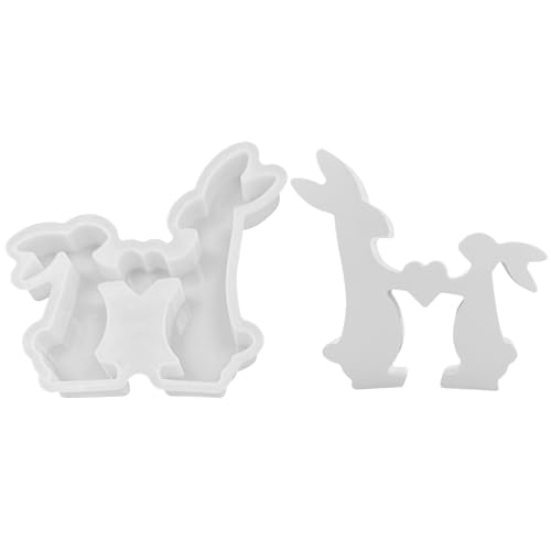 Hase Gießform Osterhase Silikonformen Gießformen - 3D Liebe Ostern Kaninchen Giessform Silikon Ostern Deko Geschenke zum Muttertag, Silikonform Gießform Hasenform Deko Beton zum Gießen von TETSMG