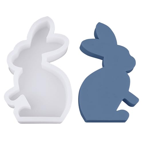 Osterhase Silikonform Gießformen, 3D Ostern Hase Silikonformen, Ostern Kaninchen Gießform Hase Backform DIY Silikon Giessform Für Ostern Geschenke Gips Sojawachs Kerzen Handwerk von TETSMG