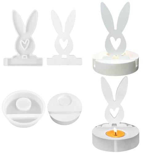 Ostern Hase Giessform Silikon Gießform Kerzenhalter- 3D Kaninchen Silikonformen Gießformen Easter Ostern Deko Silikonform Hase Backform Kerzen formen Silikonformen DIY Oster Geschenke von TETSMG