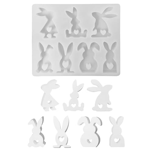 Ostern Hase Silikonformen Gießformen, Giessform Silikon Ostern Hasenform Kuchenformen Seifenform Backform Schokoladenform Ostern Kaninchen Backform, Osterhase Silikonform (Hase 7.5cm) von TETSMG