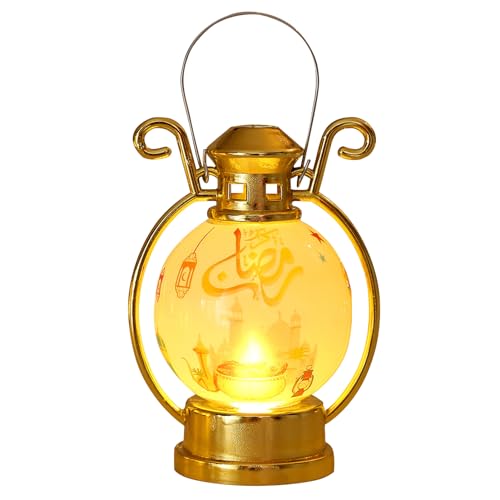 Ramadan Pony Lampe Deko Geschenke - Vintage Eid Mubarak Lampe Arabische Islam Festival Deko Licht Mond Sterne Orientalische Lampe Lichterkette Marokkanische Wohnzimmer Innen(Gold) von TETSMG