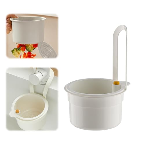 Sieb für Spülbecken, 2025 Neue Snap-Button Spülbecken Sieb Hängend, Abnehmbare Waschbecken Sieb, Multifunctional Drain Basket Abtropfsieb Spülbecken Sink Strainer für Waschen in Küche (1, Weiß) von TETSMG
