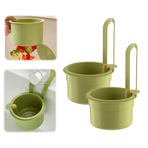 Sieb für Spülbecken, 2025 Neue Snap-Button Spülbecken Sieb Hängend, Abnehmbare Waschbecken Sieb, Multifunctional Drain Basket Abtropfsieb Spülbecken Sink Strainer für Waschen in Küche (2, Grün) von TETSMG