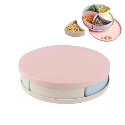 Snackbox mit Fächern, Snackdose mit 8 Abnehmbar Fächern, Runde Snackteller mit Deckel, Süssigkeiten Teller Set, Snack Container Snackdose mit Fächern für Süßigkeiten Obst Nüsse Snacks Snackbox mit Fächern, Snackdose mit 8 Abnehmbar Fächern, Runde Snackteller mit Deckel, Süssigkeiten Teller Set, Snack Container Snackdose mit Fächern für Süßigkeiten Obst Nüsse Snacks von TETSMG