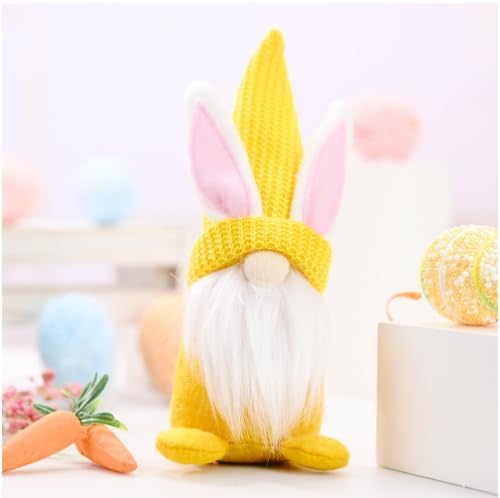 TETSMG Ostern Frühling Wichtel Figuren, Gelb Handgemachte Puppen Ostern Hasen Ohren Puppen Dolls Ostern Deko, Osterwichtel Heimdekoration für Tischdekoration Osterdeko Frühlingsdeko von TETSMG