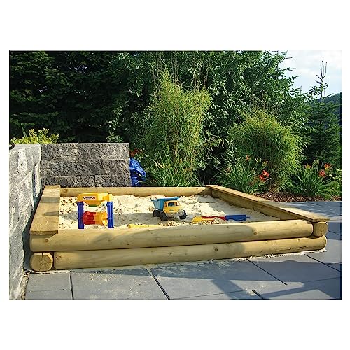 TETZNER&JENTZSCH Klaus-Sandkasten stabil Rundhölzer Ø12 cm geblattet B 200 x T 200 x H 22 cm von TETZNER & JENTZSCH